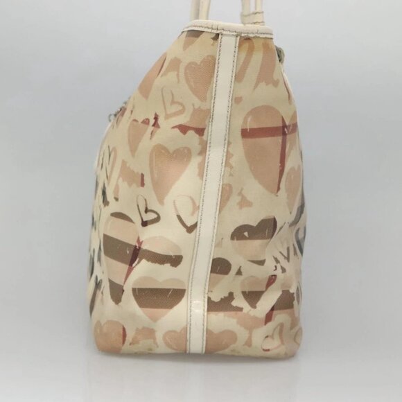 BURBERRY Nova Check Tote Bag PVC Ivory Silver Auth MX420 - Picture 6 of 16